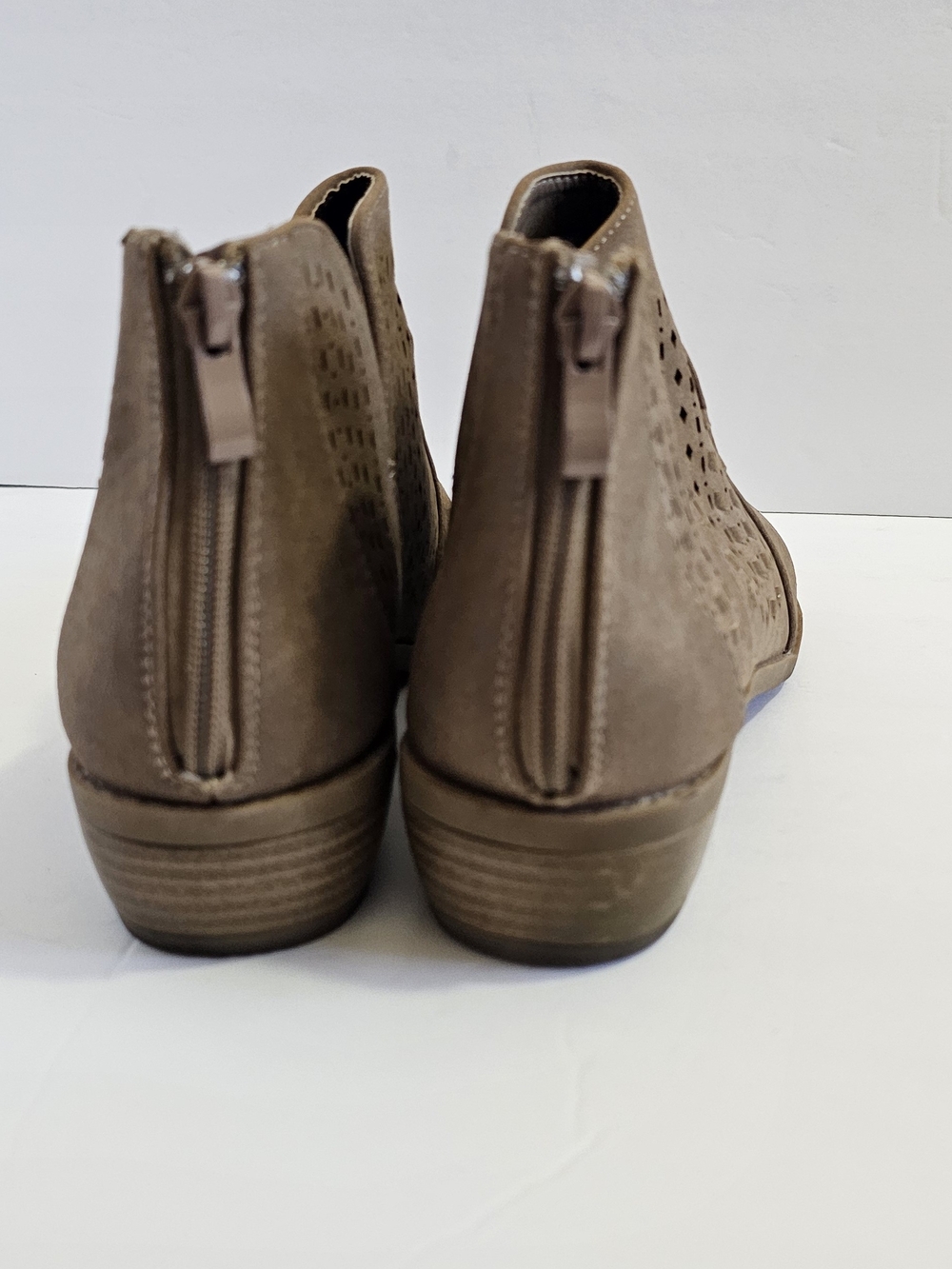 Women's Shein Taupe Cutout Ankle Boots - Picture 8 of 9